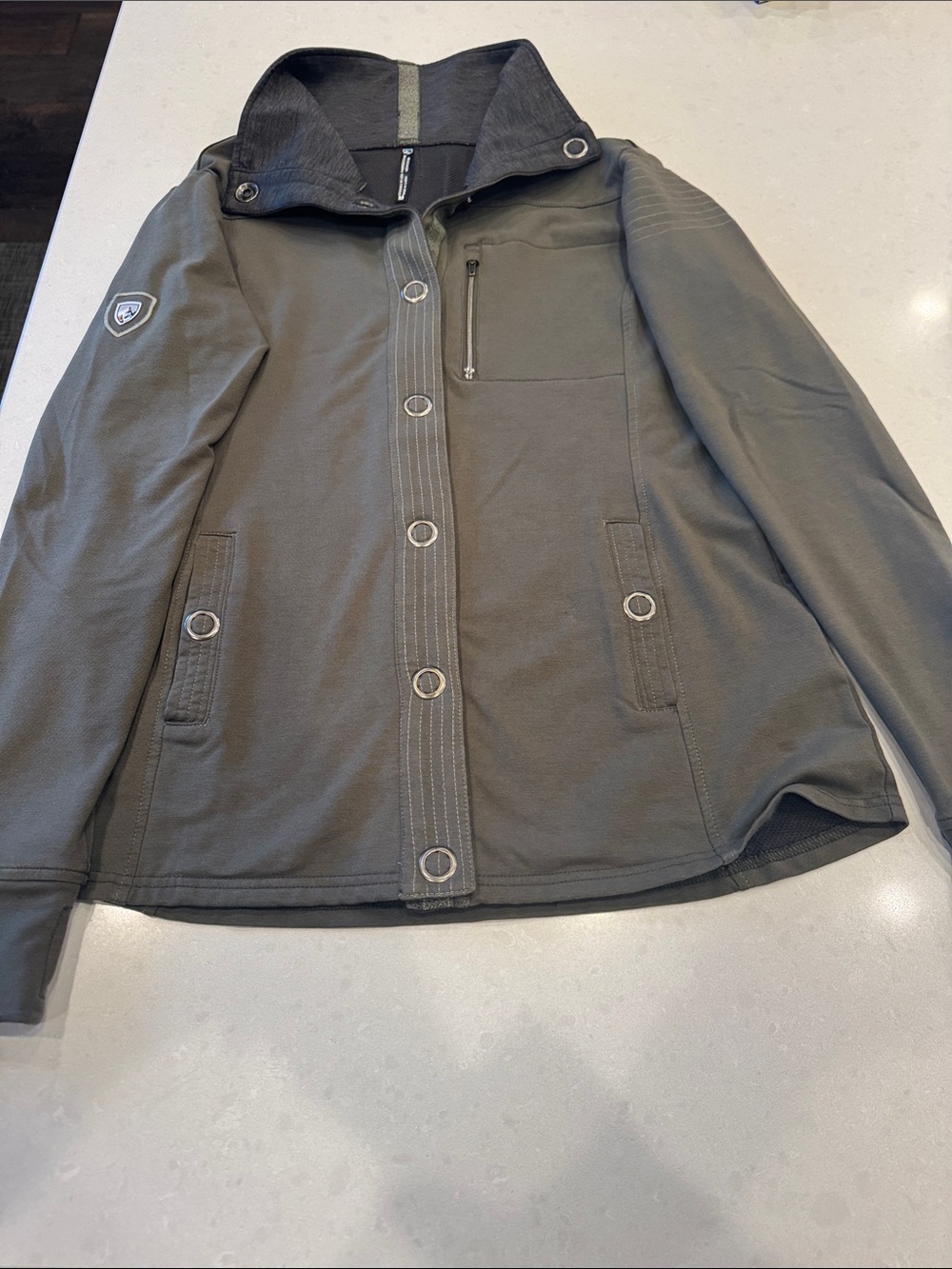 Men's Olive Green Jacket with Stand Collar